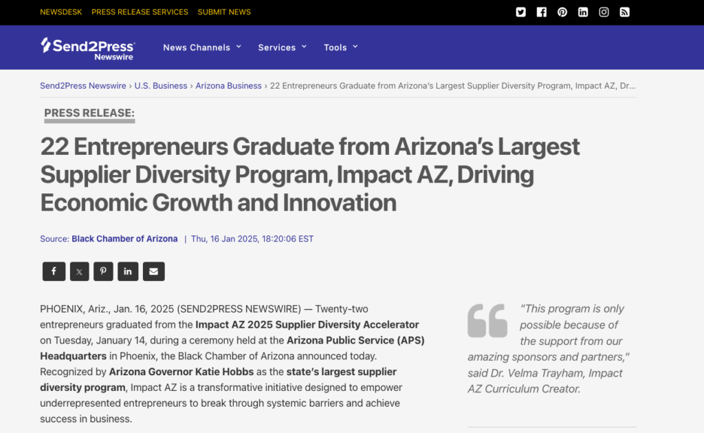 22 Entrepreneurs Graduate from Arizona’s Largest Supplier Diversity Program, Impact AZ, Driving Economic Growth and Innovation